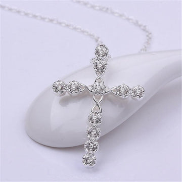 Silver Charms Noble Fashion Jewelry - Classic Cross Crystal Necklace - The Jewellery Supermarket